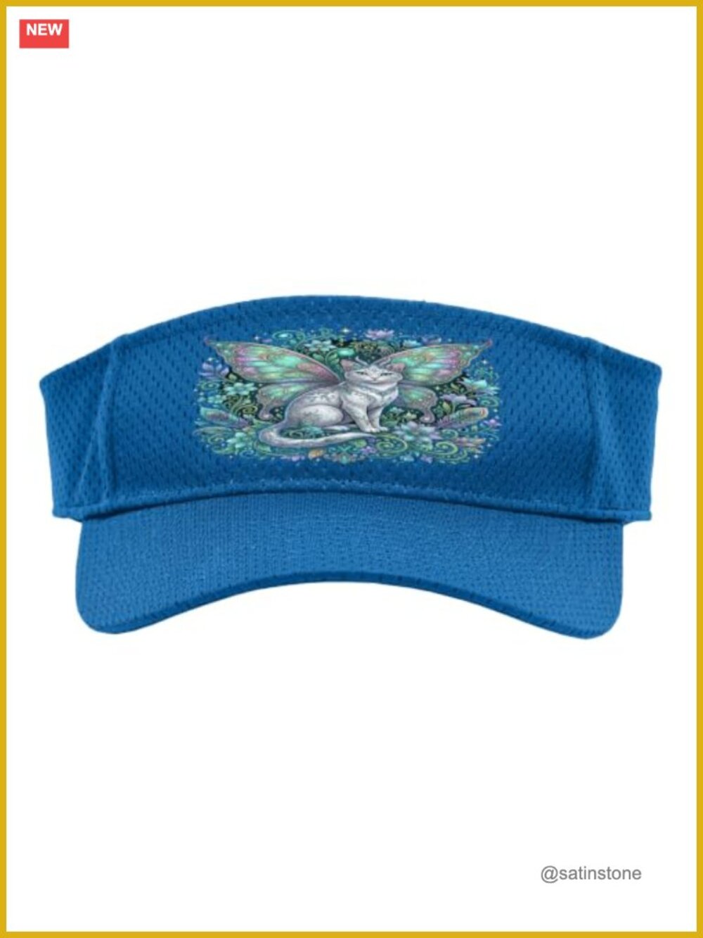Fairy Cat Floral Wings Mesh Sport Sun Visor Adjustable Hook Loop
